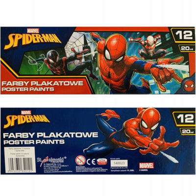 Zabawka FARBY PLAKATOWE SZKOLNE KOLOROWE SPIDER-MAN 12 szt - kolekcjonerska premium zabawki Aseo dla dzieci
