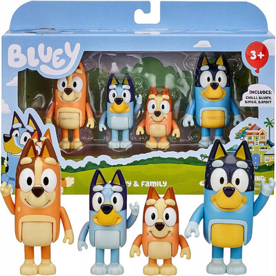 Zabawka BLUEY BINGO CHILLI BANDIT ZESTAW FIGUREK 4-PAK - kolekcjonerska premium zabawki Aseo dla dzieci