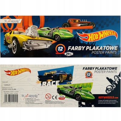 Zabawka FARBY PLAKATOWE SZKOLNE KOLOROWE HOT WHEELS 12 szt - kolekcjonerska premium zabawki Aseo dla dzieci