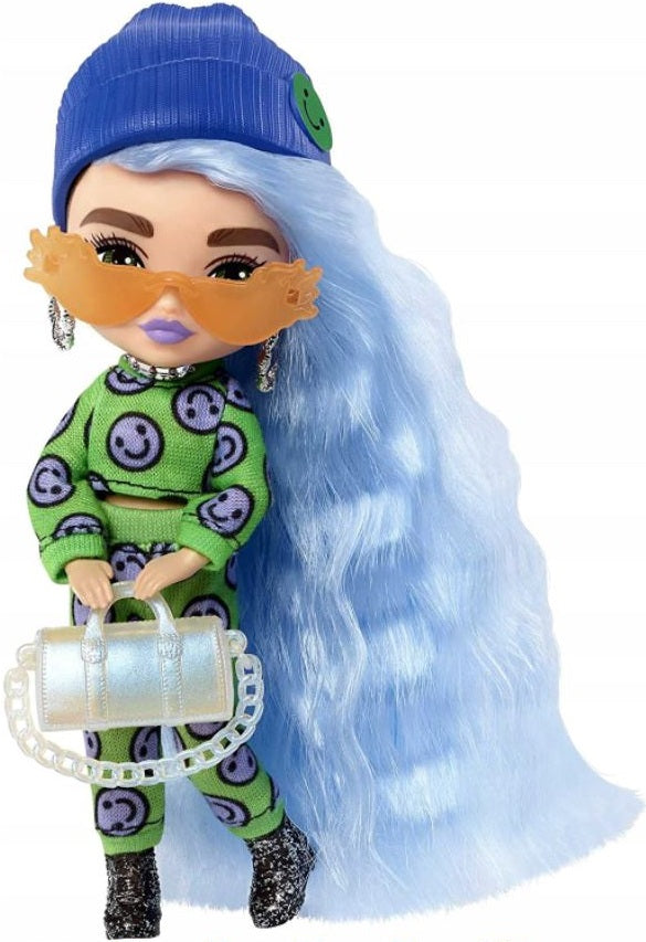 BARBIE EXTRA MINIS LALKA W NIEBIESKICH W - widok 3 opakowania szczegoly zabawka kolekcja