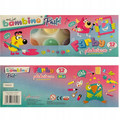 Zabawka FARBY PLAKATOWE BAMBINO PASTELOWE PASTEL 12 SZTUK - kolekcjonerska premium zabawki Aseo dla dzieci