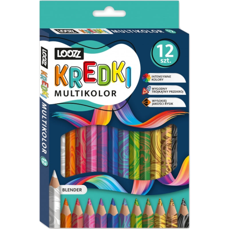 Zabawka KREDKI TRÓJKĄTNE GRUBE LOOZZ MULTIKOLOR W DREWNIAN - kolekcjonerska St. Majewski premium dla dzieci