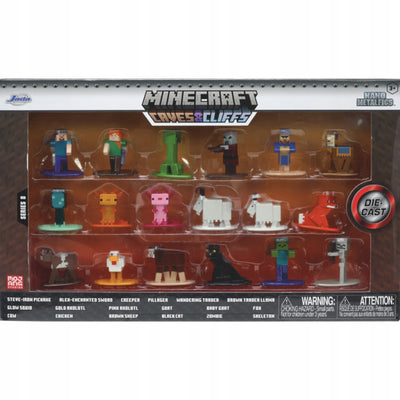 Zabawka MINECRAFT CAVES & CLIFFS ZESTAW 18 FIGUREK METALOW - kolekcjonerska premium zabawki Aseo dla dzieci