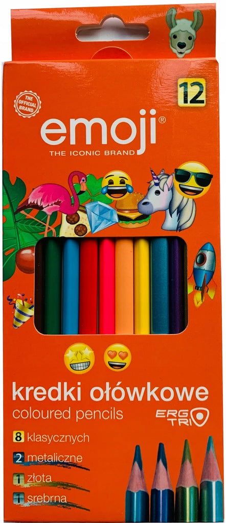 Zabawka KREDKI OŁÓWKOWE BAMBINO EMOJI ZESTAW KREDEK 12 SZT - kolekcjonerska premium zabawki Aseo dla dzieci