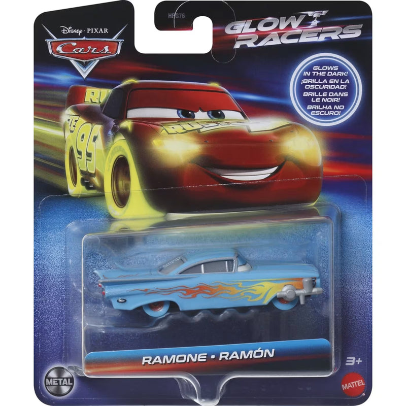 Zabawka CARS GLOW RACERS AUTA METAL METALOWY POJAZD ŚWIECĄ - kolekcjonerska Mattel premium dla dzieci