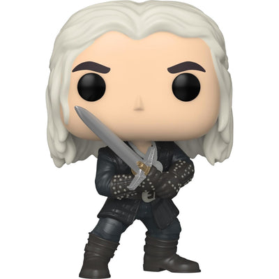 Funko POP Television Witcher Geralt 1385 - tył opakowania - White Wolf z mieczem Netflix fantasy