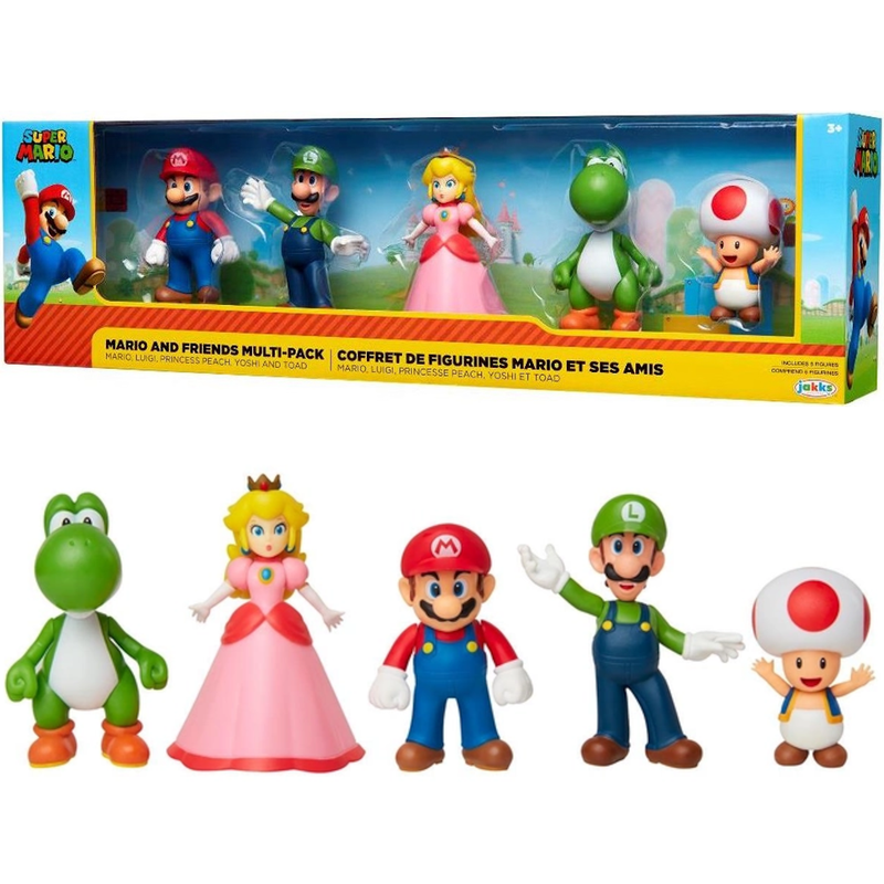 Zabawka SUPER MARIO 5-PAK ZESTAW FIGUREK LUIGI PEACH YOSHI - kolekcjonerska JAKKS Pacific premium dla dzieci