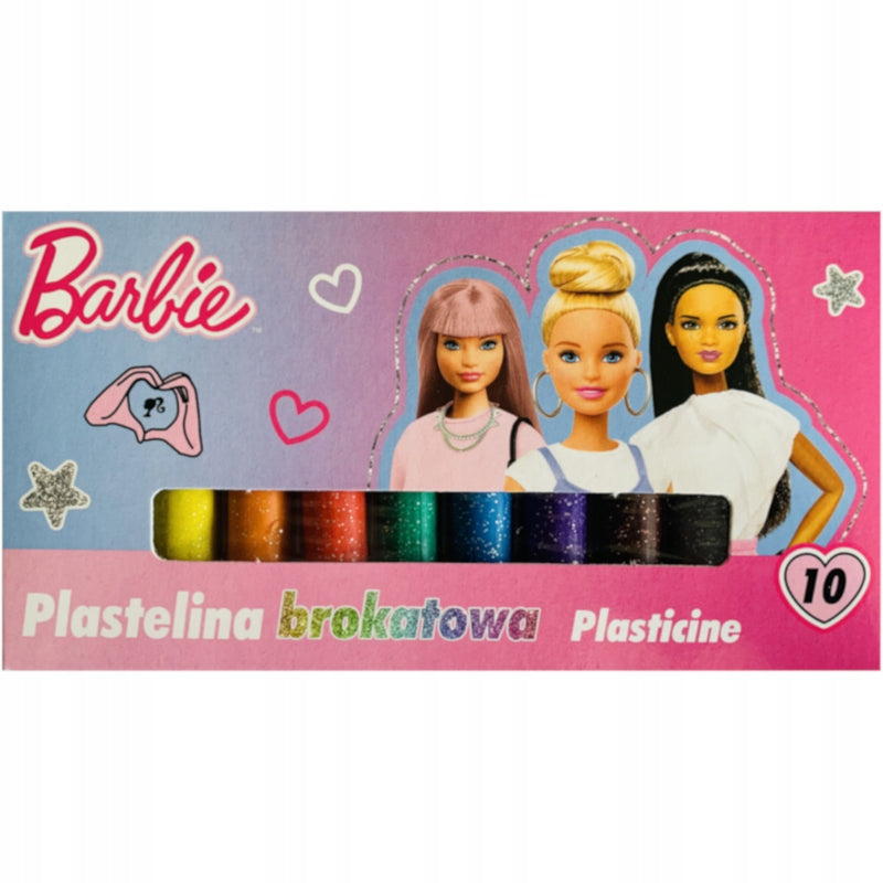 Zabawka PLASTELINA BROKATOWA ZESTAW 10 SZTUK BARBIE - kolekcjonerska premium zabawki Aseo dla dzieci