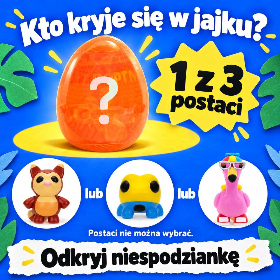 Kto kryje się w jajku? Jedna z trzech postaci, nie wszystkie trzy. Postaci nie można wybrać.